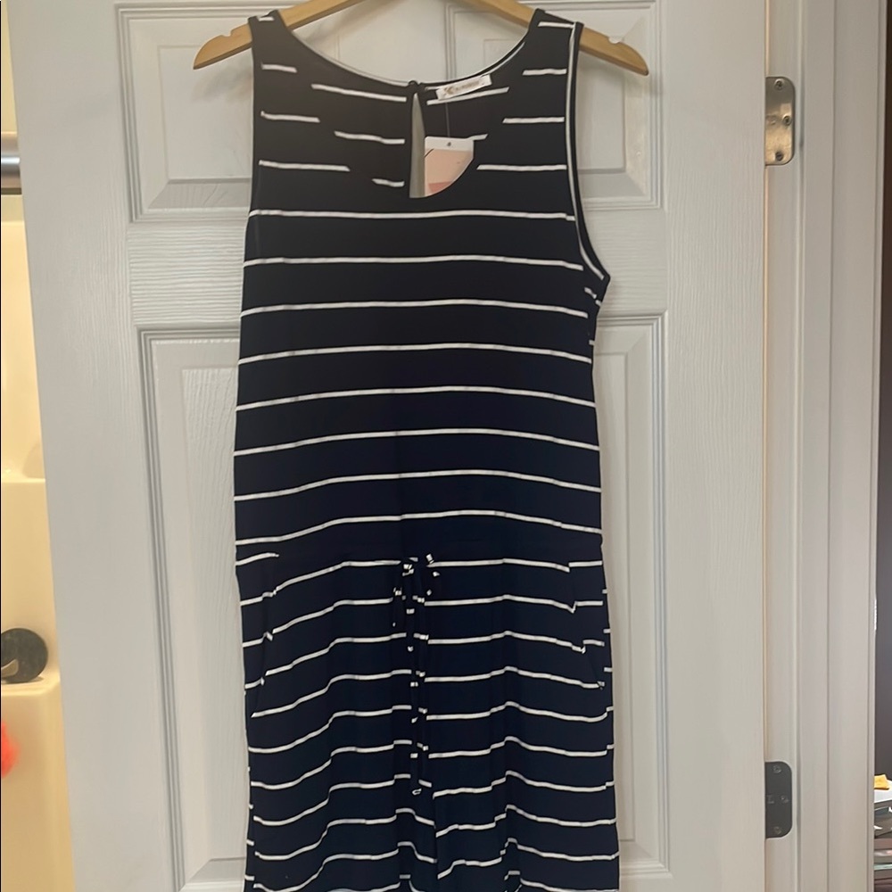 Black and Blue Sleeveless Sheath Jumpsuit